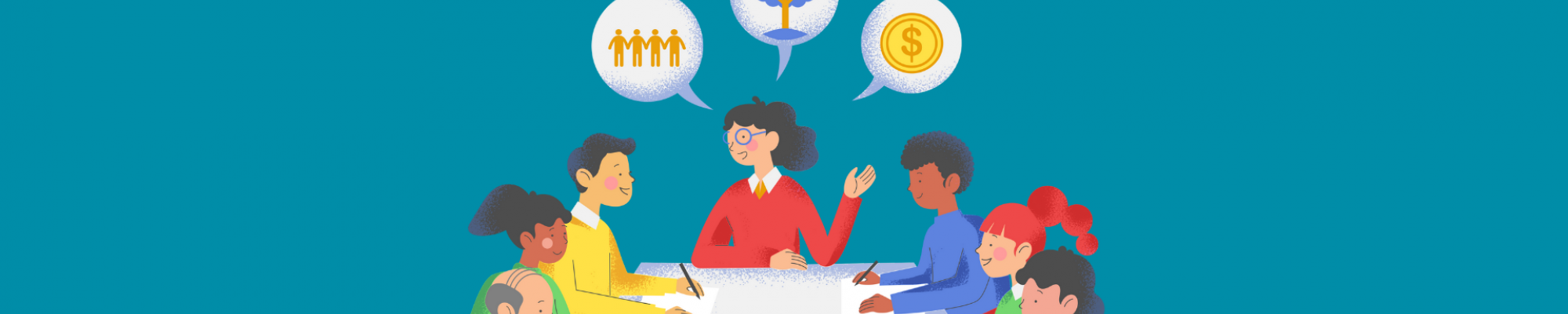 Image of people sitting around table brainstorming